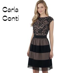 Carla Conti Italian Black Pink Embroidered Dress NWT Size L